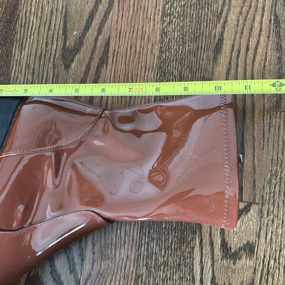 Journee Collection Brown Patent Vegan Leather Icelyn Calf Lug Boots 9.5 NWOB - Picture 8 of 15